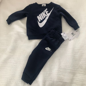 NEW Nike Baby Boys Futura Crew Sweatshirt & Jogger Sweatpants Set Size 12M Navy